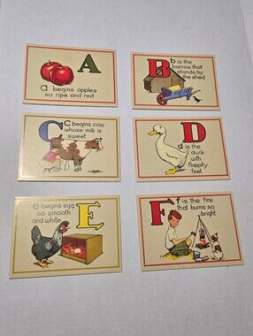 ABC Alphabet Flash Cards Retro Vintage Design, nursey classroom journal 6pc